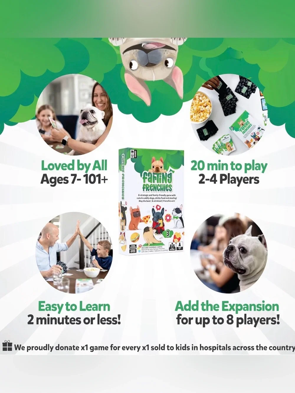 Farting Frenchies Family Board game . Strategy , Stealing and Laughs